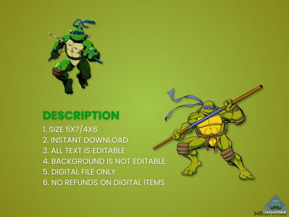 Ninja Turtle Birthday Party Invitation | Digital, Fun & Colorful