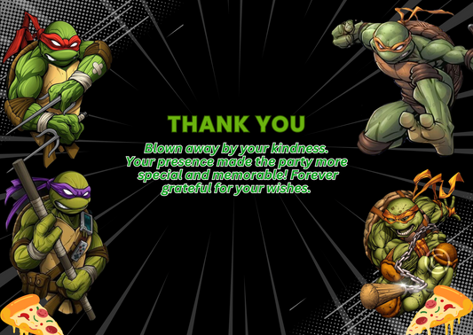 Ninja Turtle Birthday Party Thank You Card