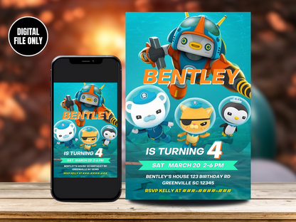 Octonauts Birthday Card Invitations - Underwater Adventure Theme | Personalize and Invite