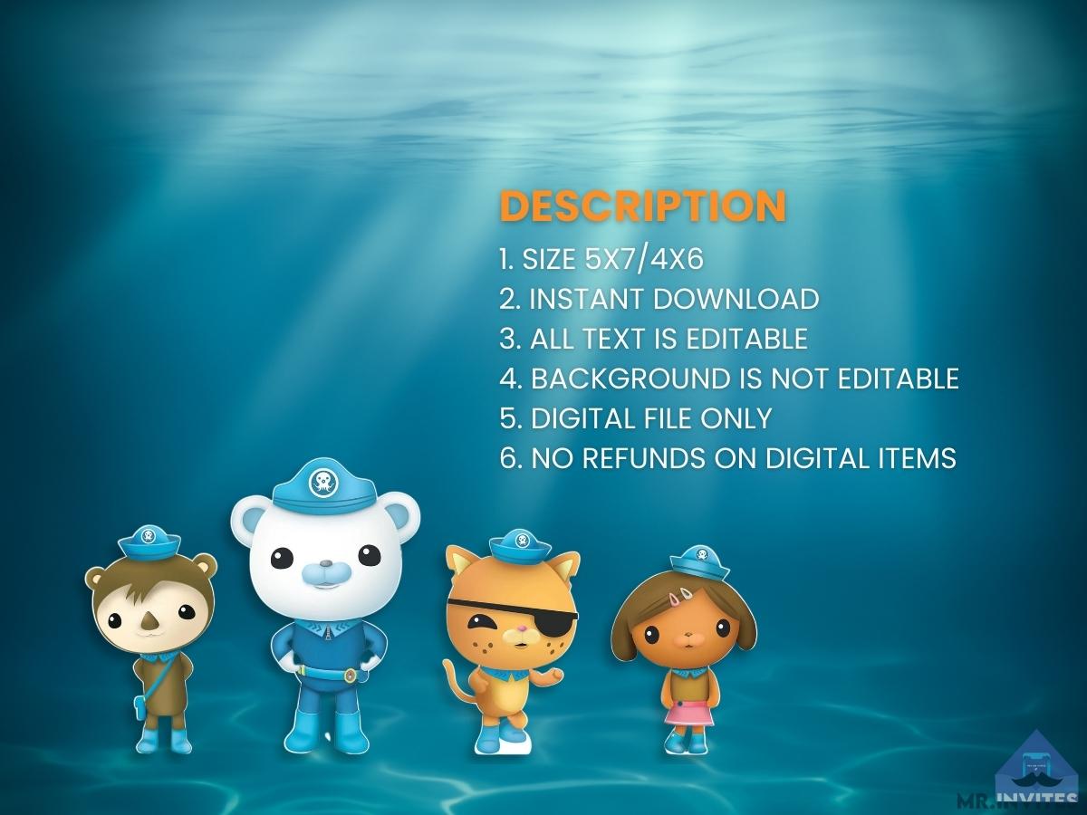 Octonauts Birthday Card Invitations - Underwater Adventure Theme | Personalize and Invite