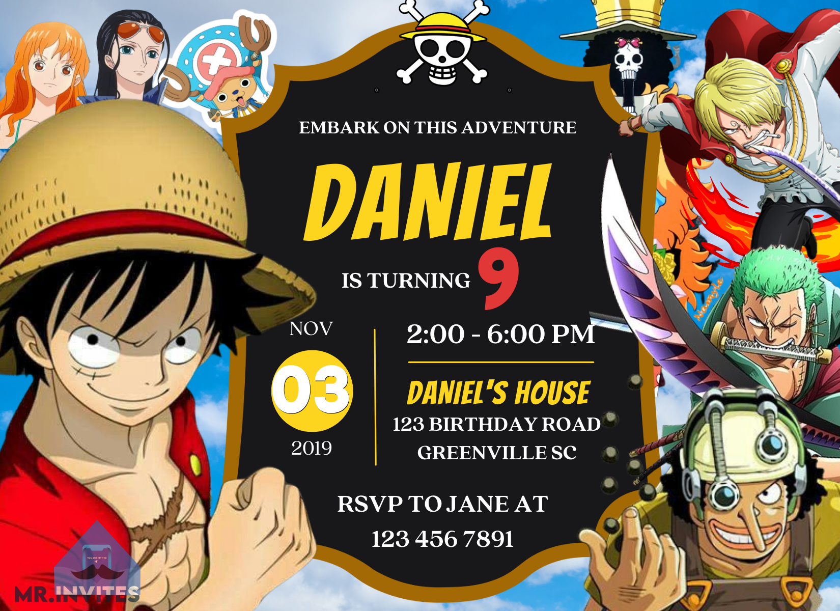 Celebrate with Adventure: One Piece Birthday Party Card Invitation – Mr ...
