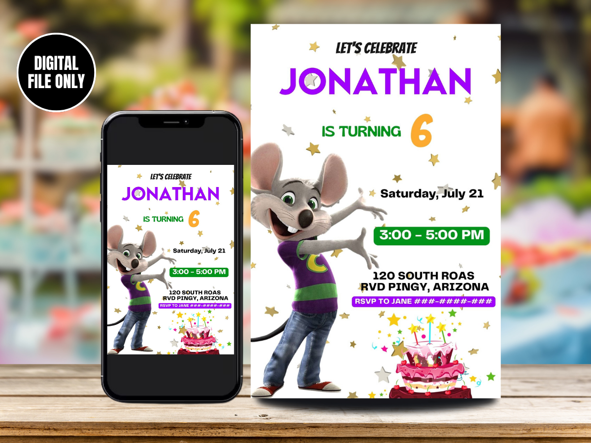 online-chuck-e-cheese-birthday-invitation-digital-birthday-party-inv-mr-invites for Free Printable Chuck E Cheese Invitations Online Chuck E Cheese Birthday Invitation | Digital Birthday Party Inv – Mr. Invites for Free Printable Chuck E Cheese Invitations