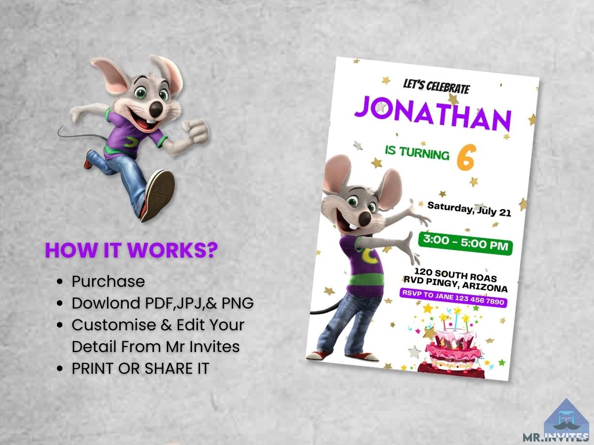 Online Chuck E Cheese Birthday Invitation | Digital Birthday Party Inv – Mr. Invites online-chuck-e-cheese-birthday-invitation-digital-birthday-party-inv-mr-invites