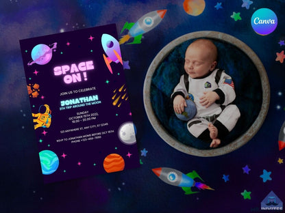 Outer Space Digital Birthday Invitation