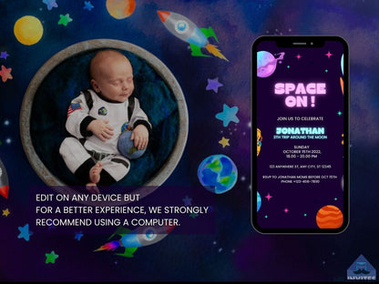 Outer Space Digital Birthday Invitation