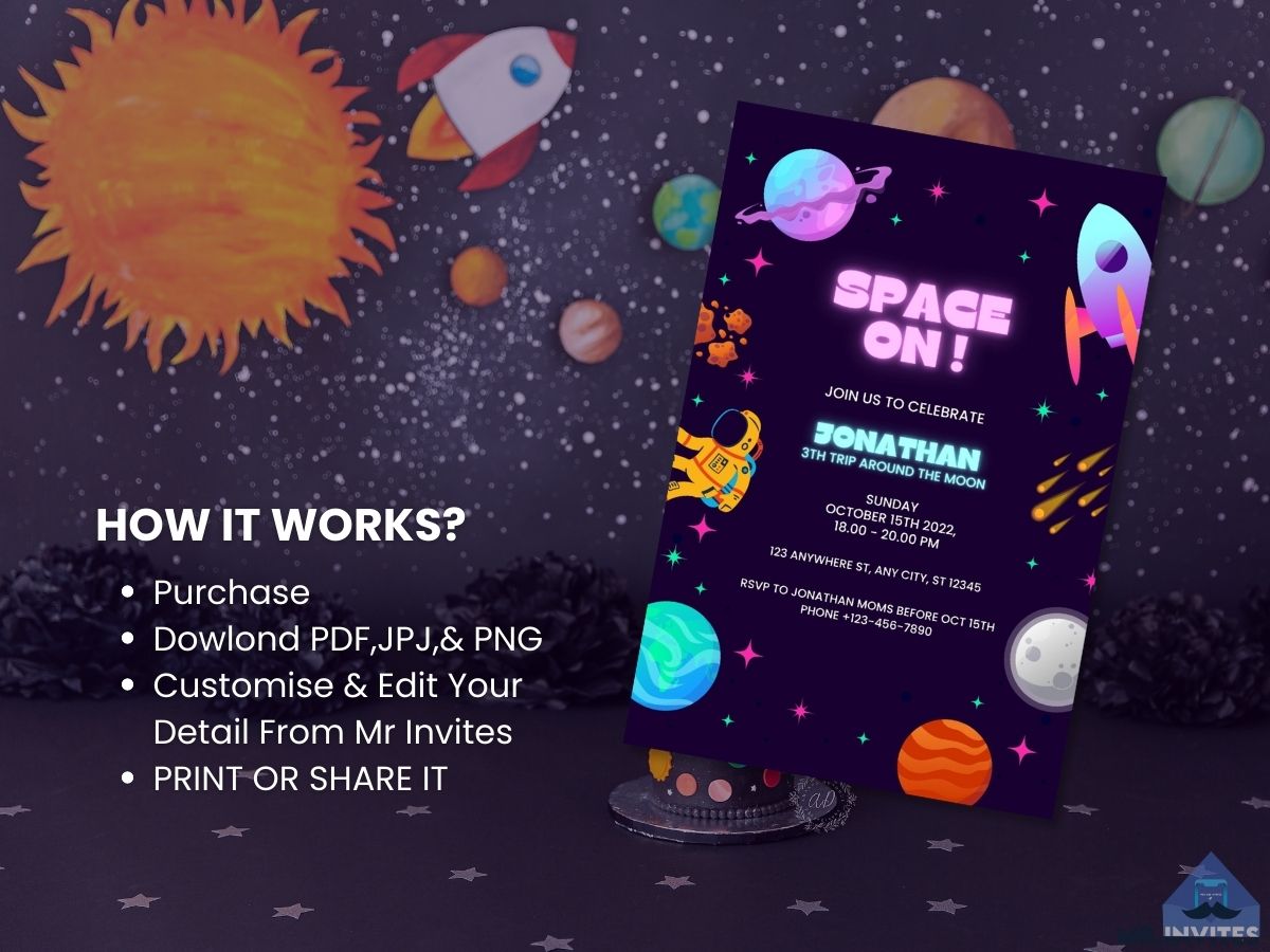 Outer Space Digital Birthday Invitation