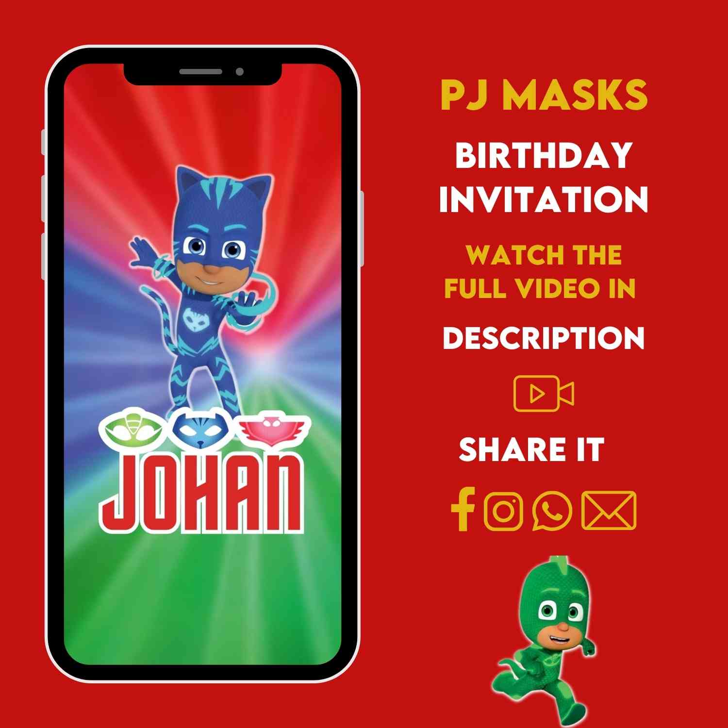 PJ Masks Birthday Party Video Invitation | PJ Masks Birthday Invites