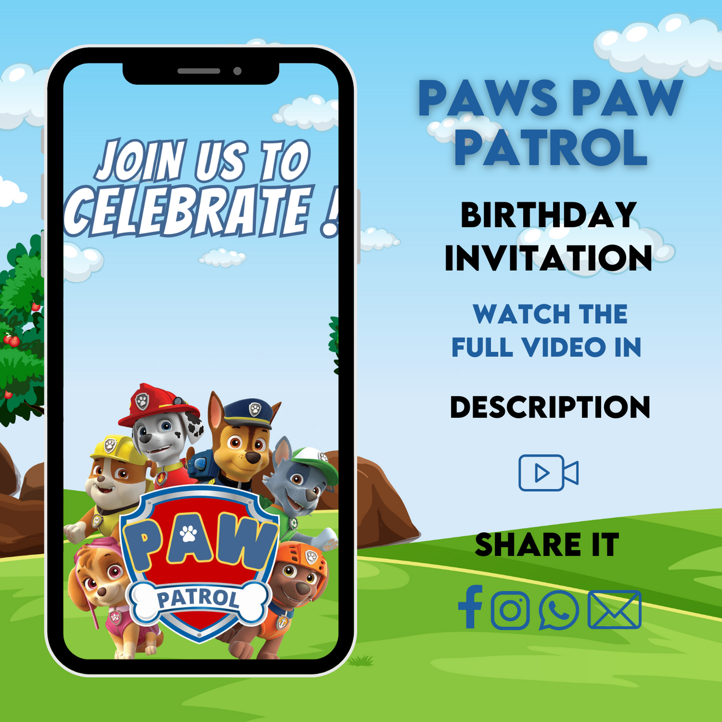 Paws Paw Patrol Birthday Party Video Invitation