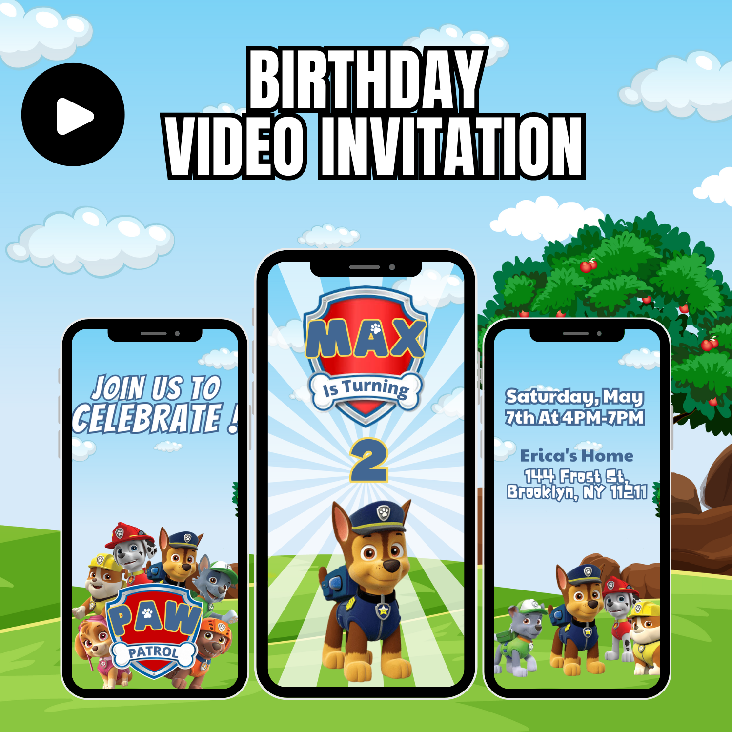 Paws Paw Patrol Birthday Party Video Invitation