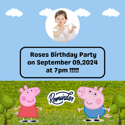 Peppa Pig  Birthday Reminder Card for Your Birthday or Event