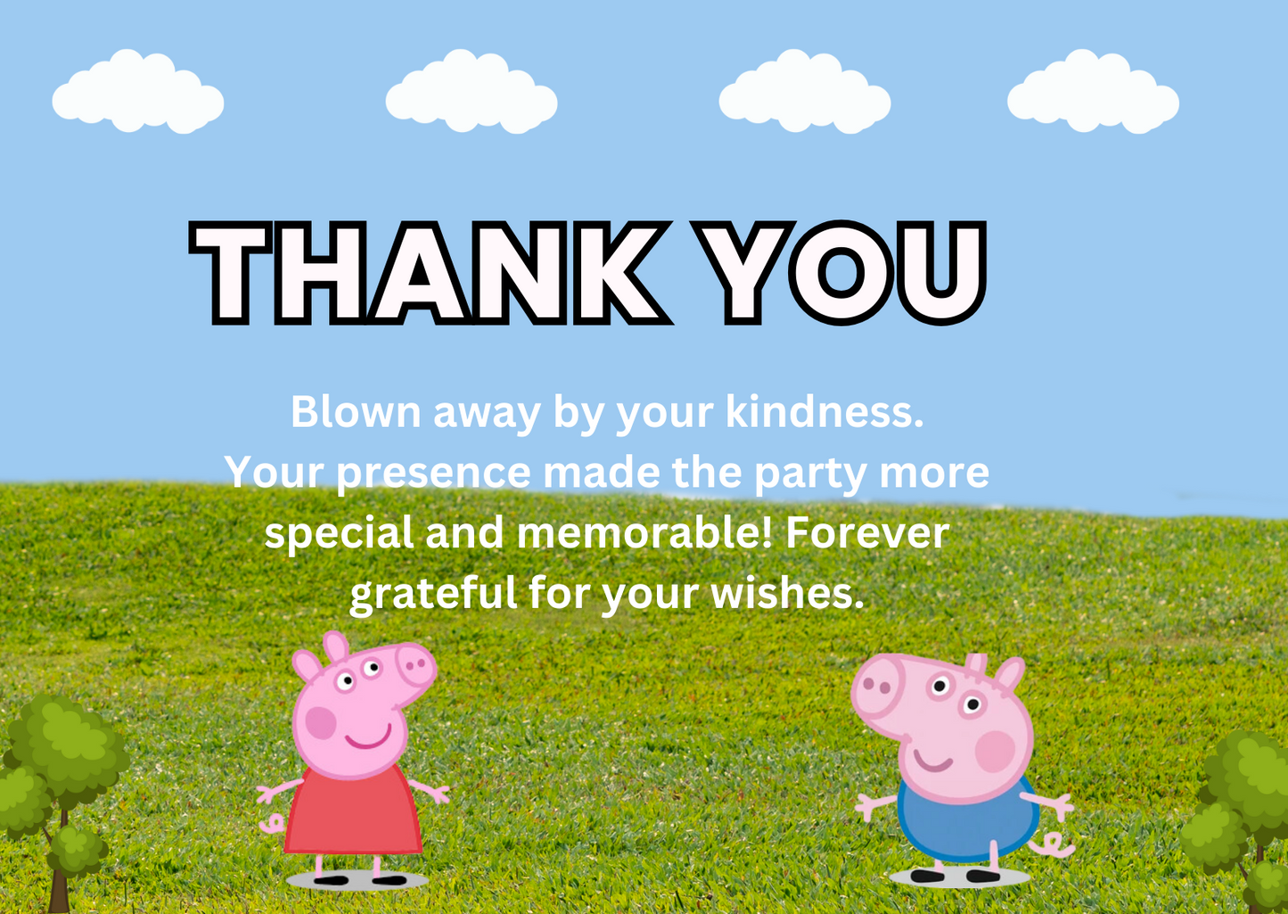 Peppa Pig Birthday Thank You Card for Your Birthday