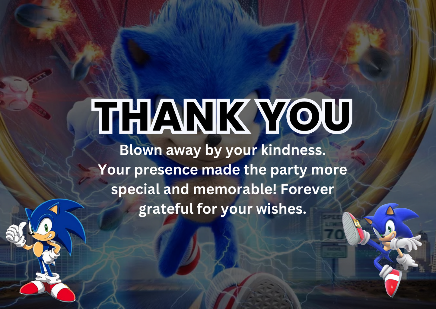 Personalized Sonic Birthday Thank You Card For Your Birthday