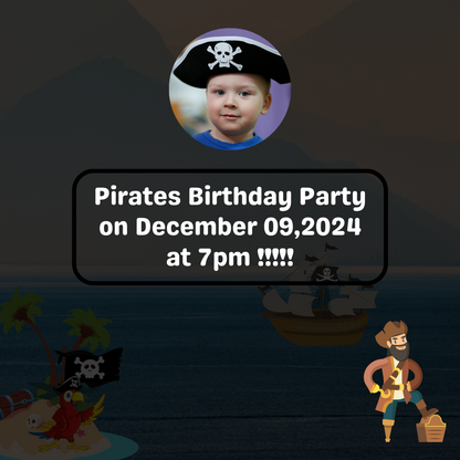 Pirates Birthday Reminder Card for Your Birthday or Event