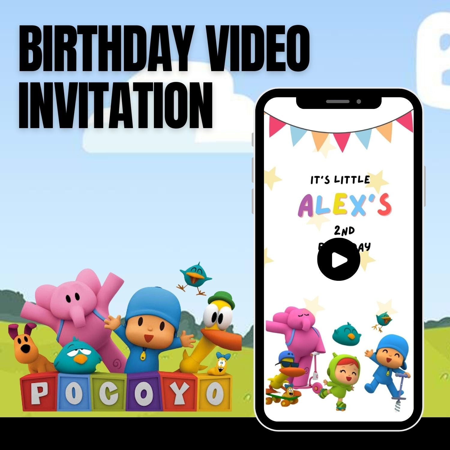 Pocoyo Birthday Party Video Invitation | Personalized Animated Party Invite