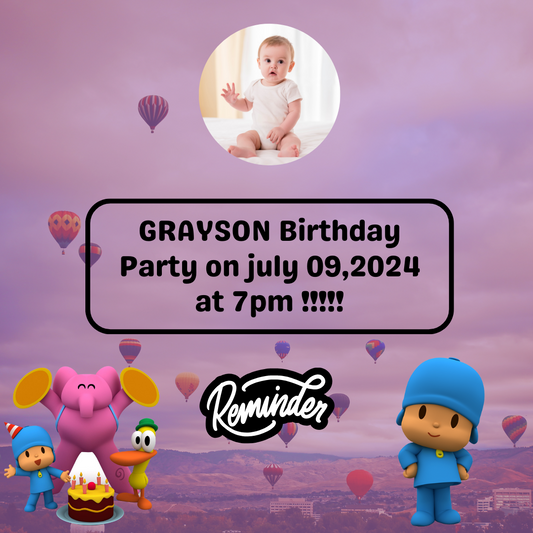 Pocoyo Birthday Reminder Card For Your Birthday or Event