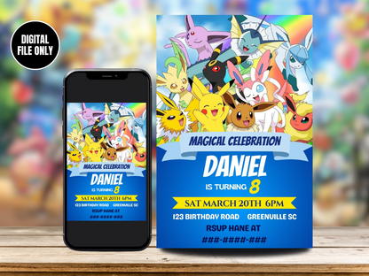 Pokemon Birthday Party Digital Invitation | Customize and Share