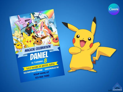 pokemon birthday card free printable Pokemon Birthday Party Digital Invitation