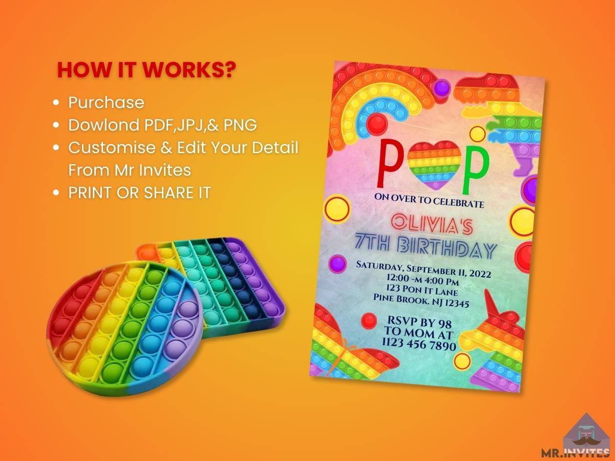 Pop It Birthday Digital Invitation Editable & Instant Download