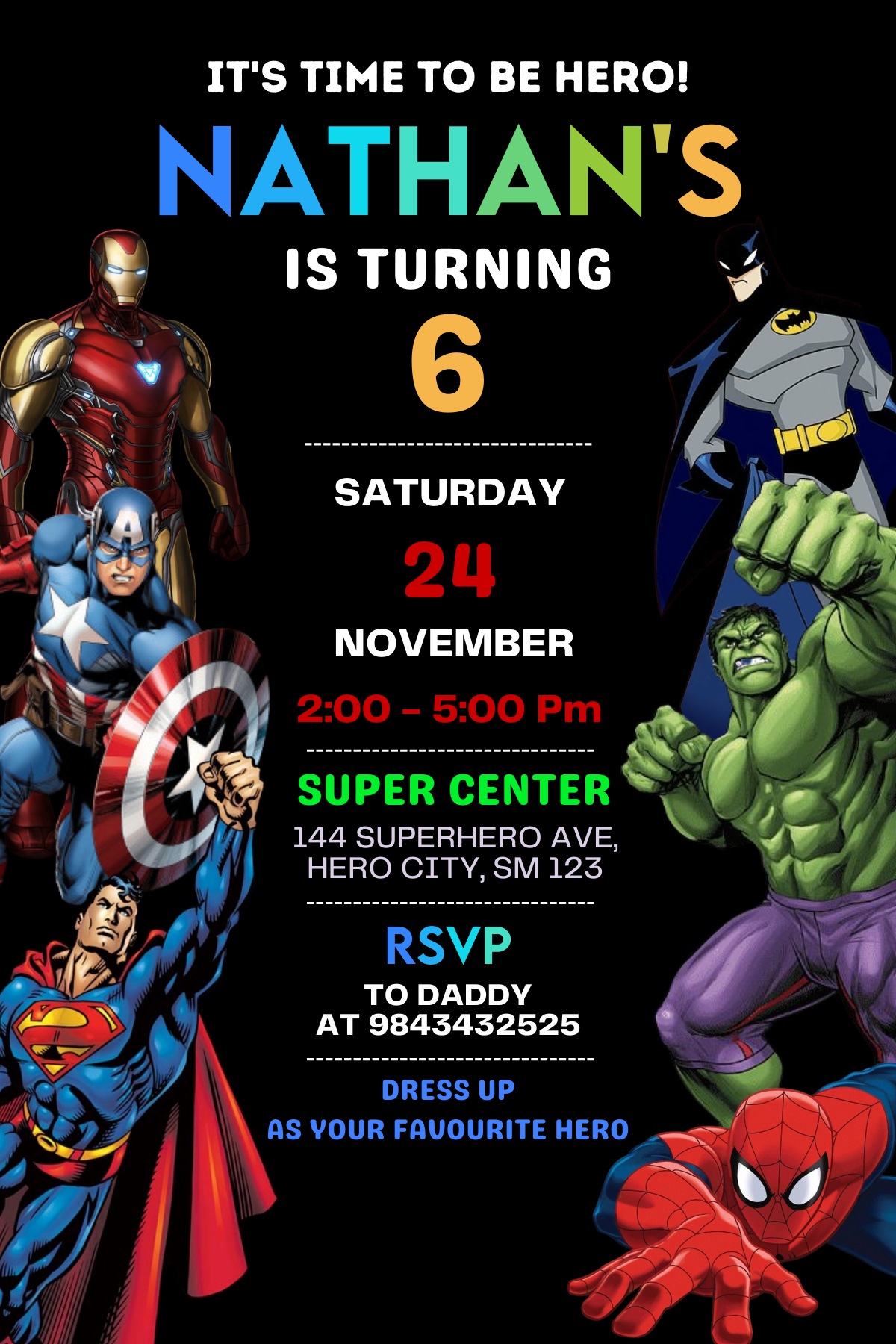 Super Hero's Digital Birthday Invitation | Customize & Share Online