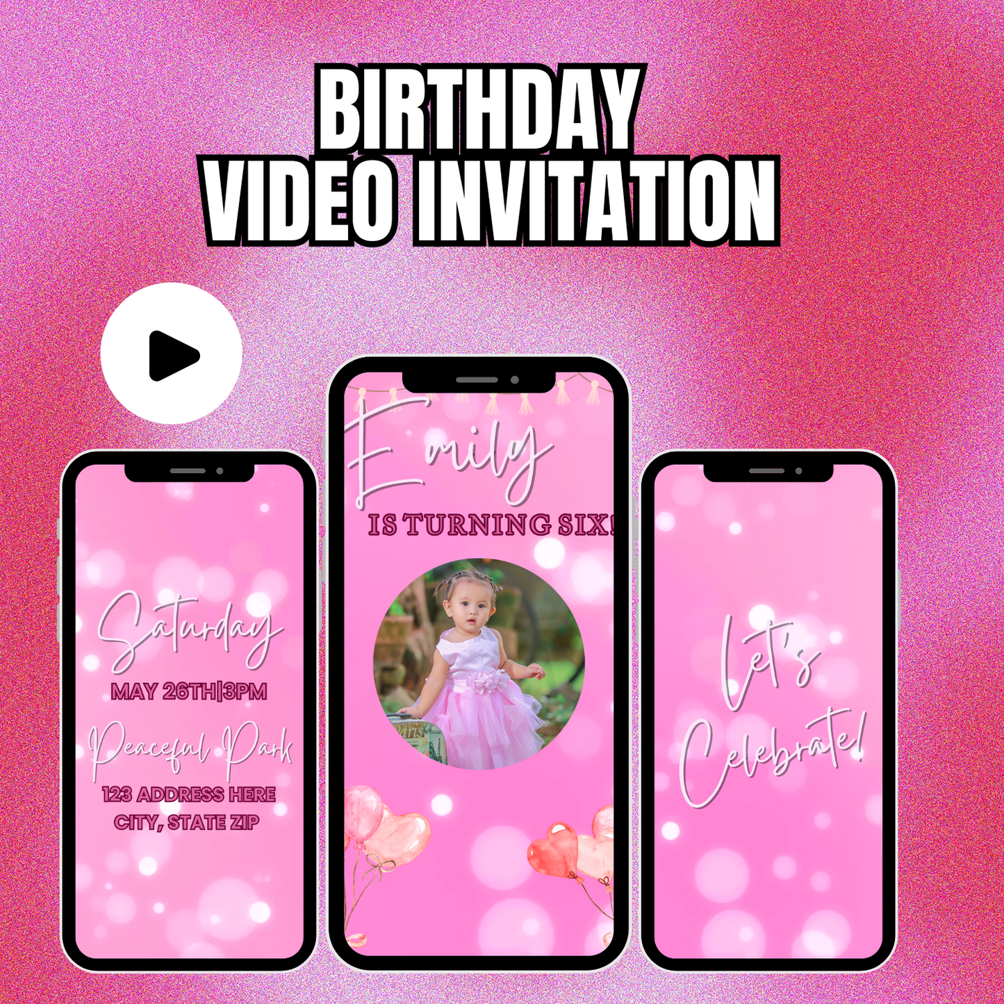 Princess Pink Birthday Party Video Invitation | Custom Video Invite