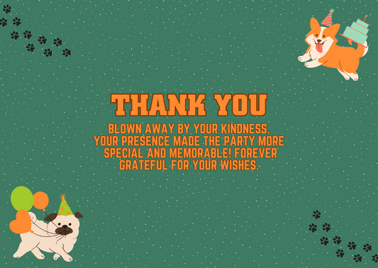 Digital Puppy Party Birthday Thank You Card
