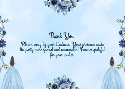 Quinceanera Cinderella Digital Thank You Card - Mis Quince 15 Anos Thank You Card