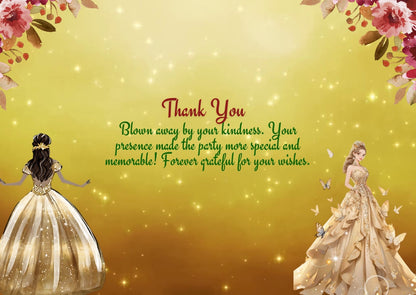 Quinceanera Digital Thank You Card - Gold & Burgundy Quinceanera Theme Thank You Card