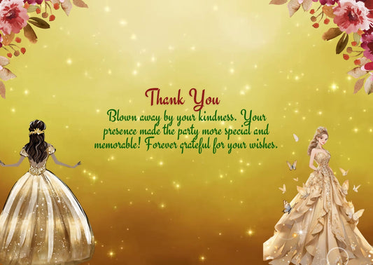 Quinceanera Digital Thank You Card - Gold & Burgundy Quinceanera Theme Thank You Card