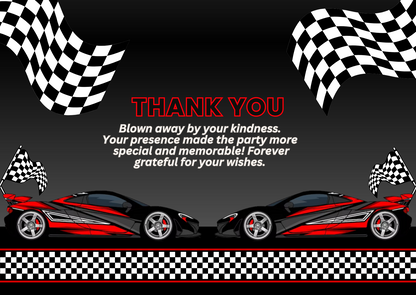 Race Car Party Thank You Card