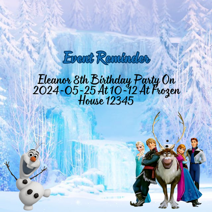 Frozen Birthday Reminder Card