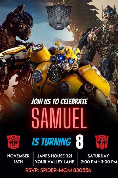 Transformers Rescue Bots Birthday Digital Invitation