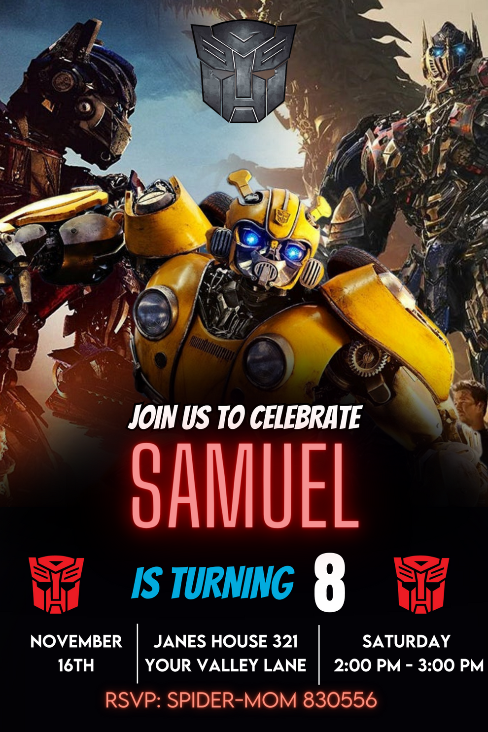 Transformers Rescue Bots Birthday Digital Invitation – Mr.Invites