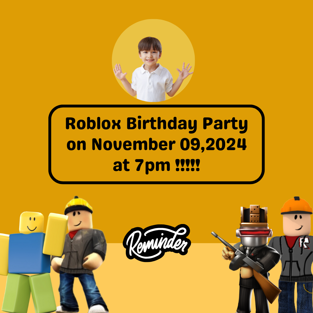 Roblox Birthday Reminder Card for Your Birthday or Event