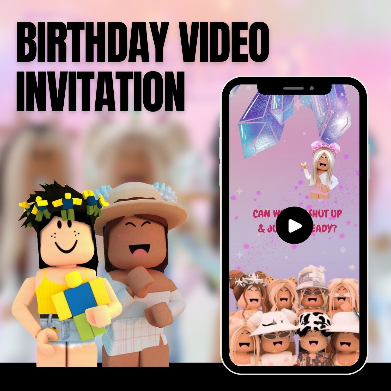 Roblox Girls Birthday Video Invitation   Customize and Celebrate