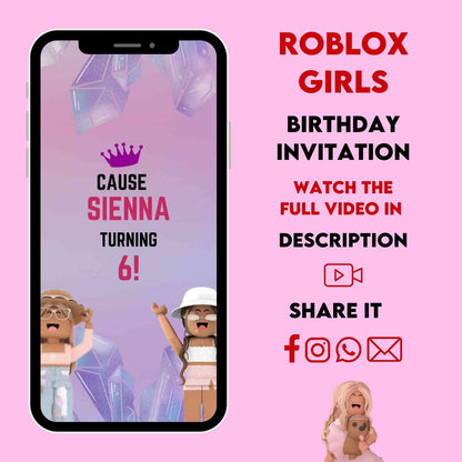 Roblox Girls Birthday Video Invitation | Customize and Celebrate