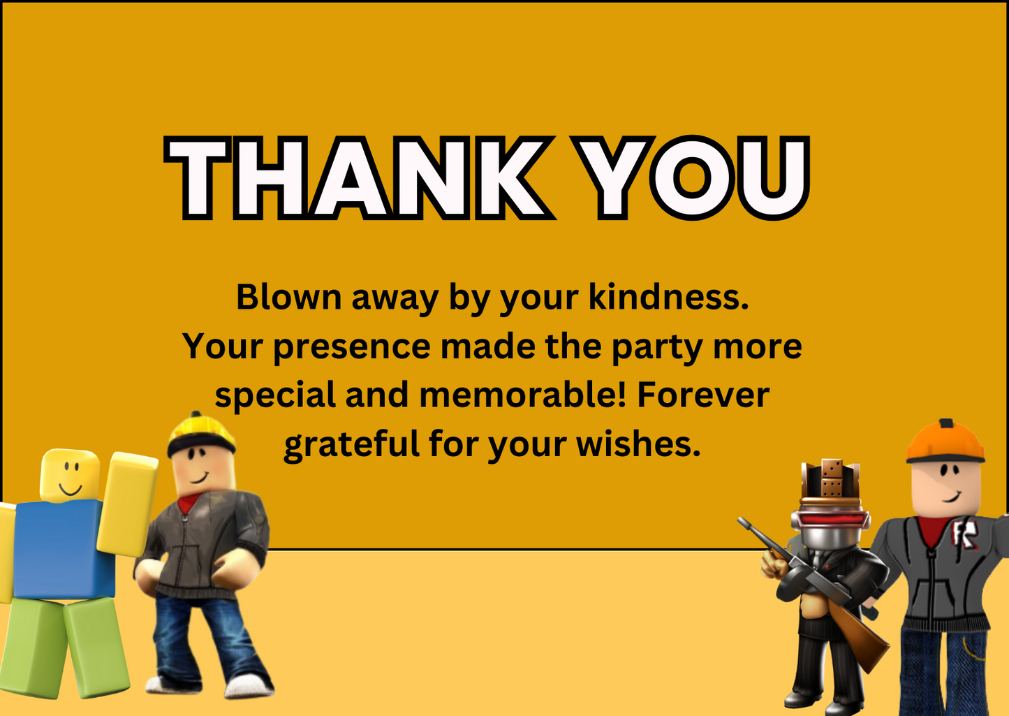 Roblox Birthday Thank You Card for Your Birthday