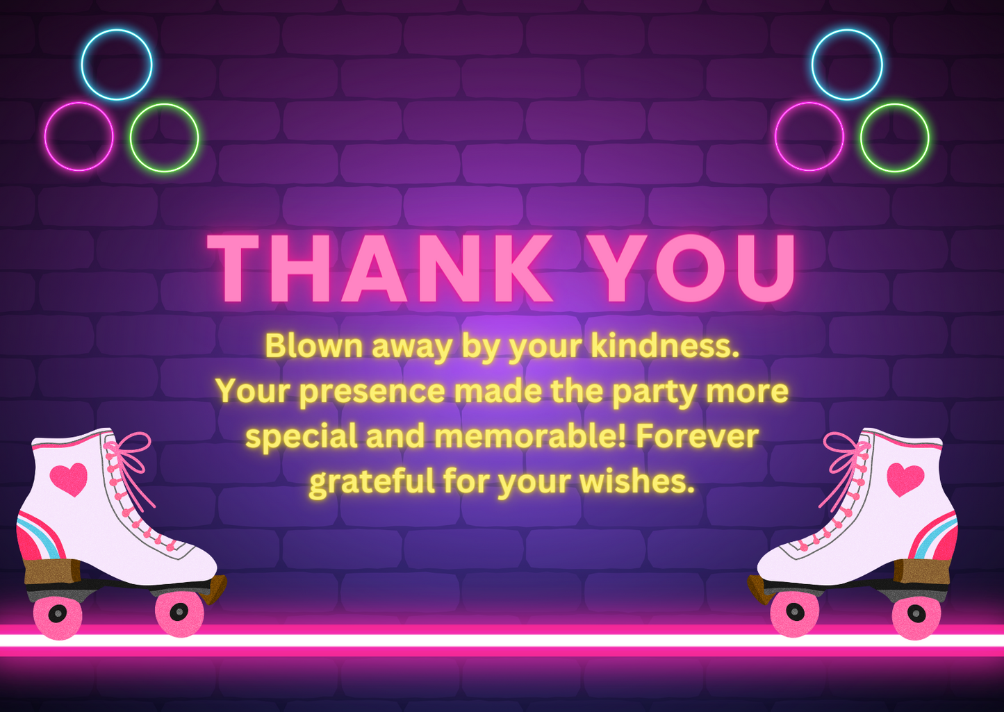 Roller Skating Neon Glow Thank You Card