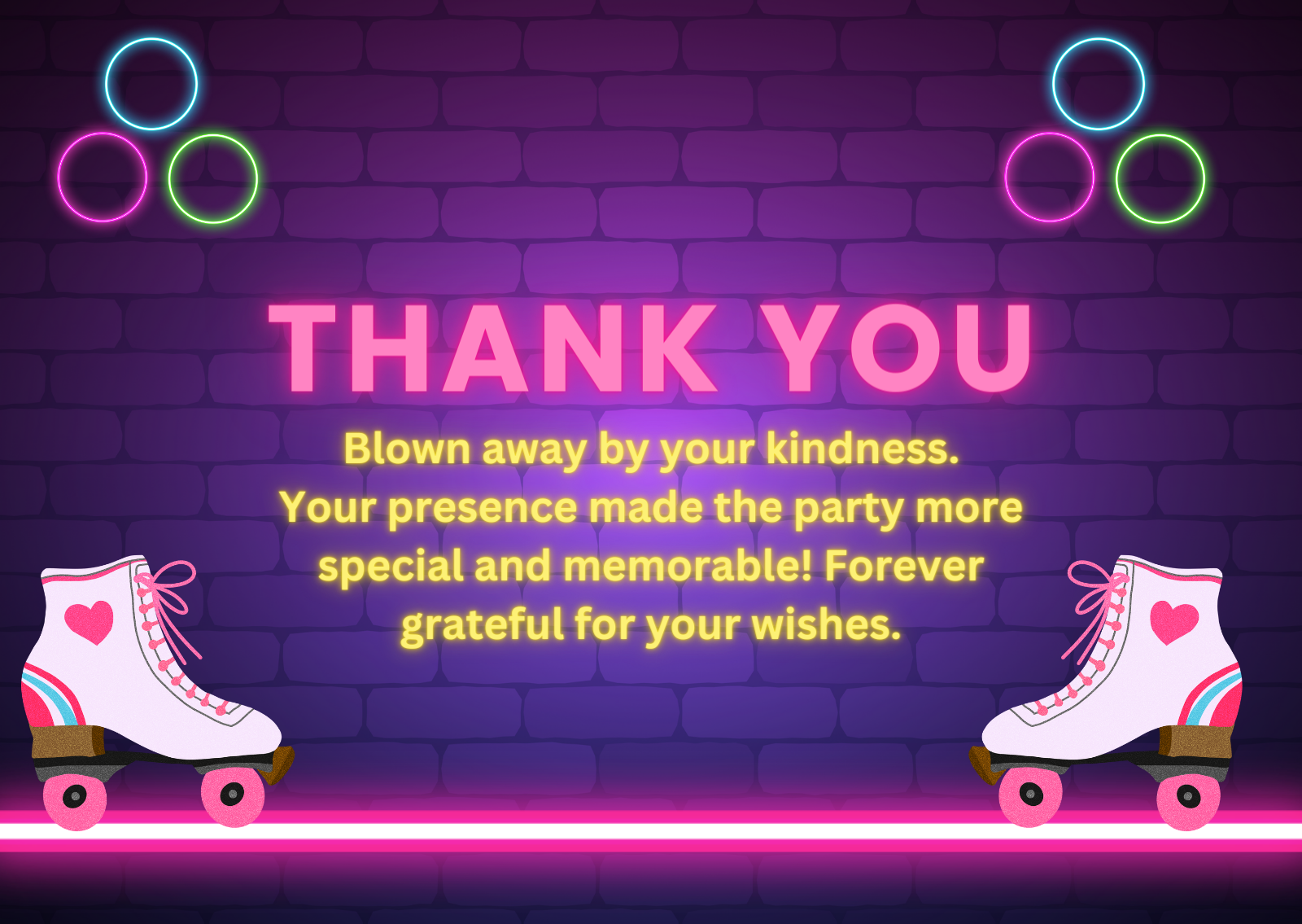 Roller Skating Neon Glow Thank You Card