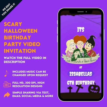 Spooktacular Halloween Birthday Video Invitation | Customizable and Interactive