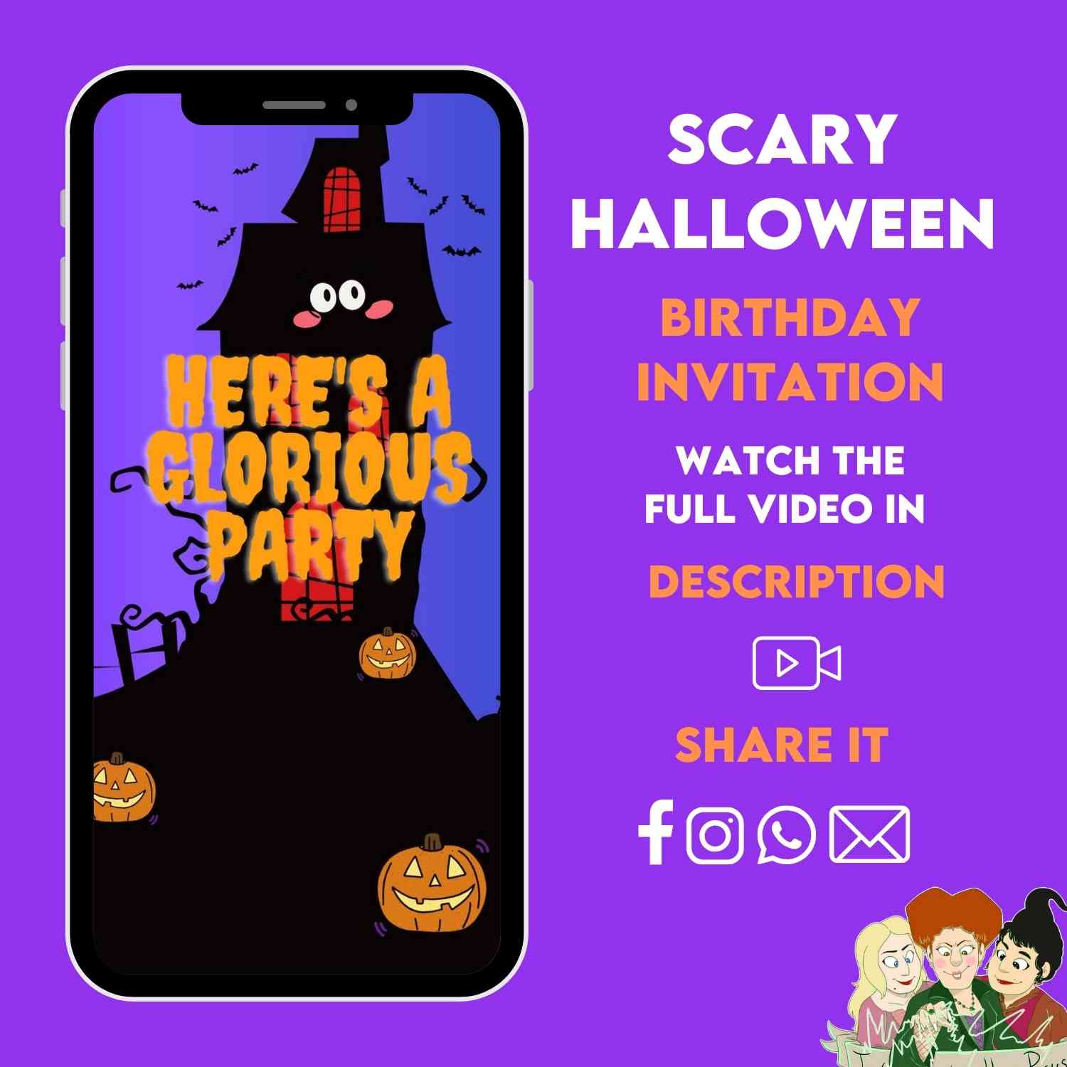 Scary Halloween Birthday Party Video Invitation | Animated Halloween Party Invite