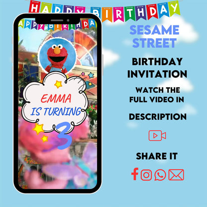 Sesame Street Birthday Video Invitations