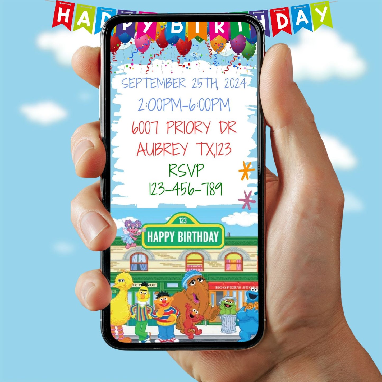 Sesame Street Birthday Video Invitations
