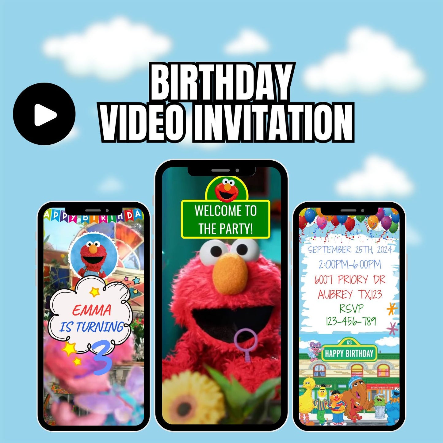 Sesame Street Birthday Video Invitations