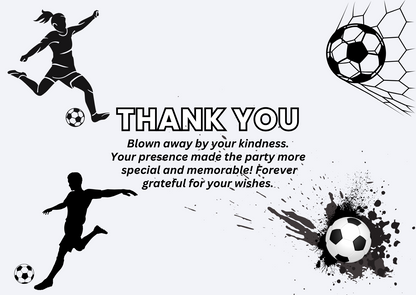 Soccer Birthday Party Thank You Card