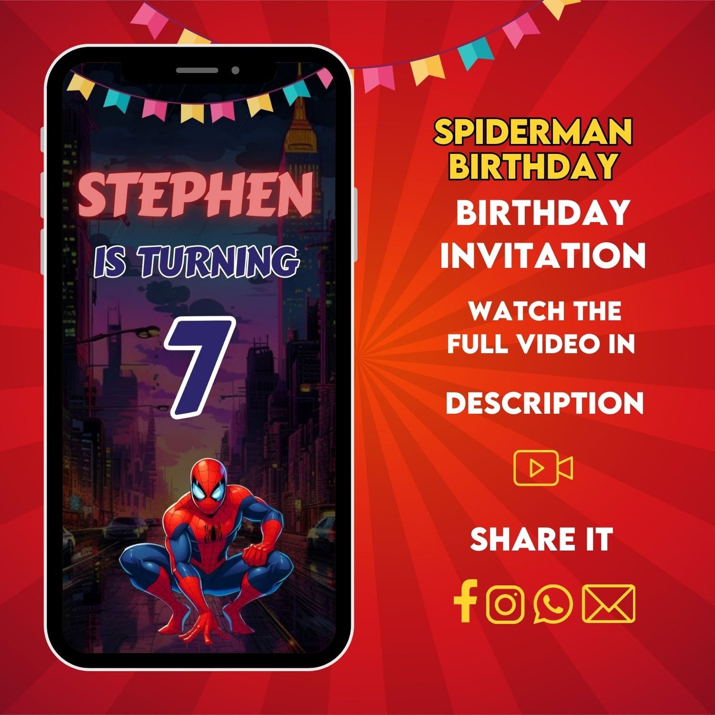 Spiderman Birthday Video Invitation