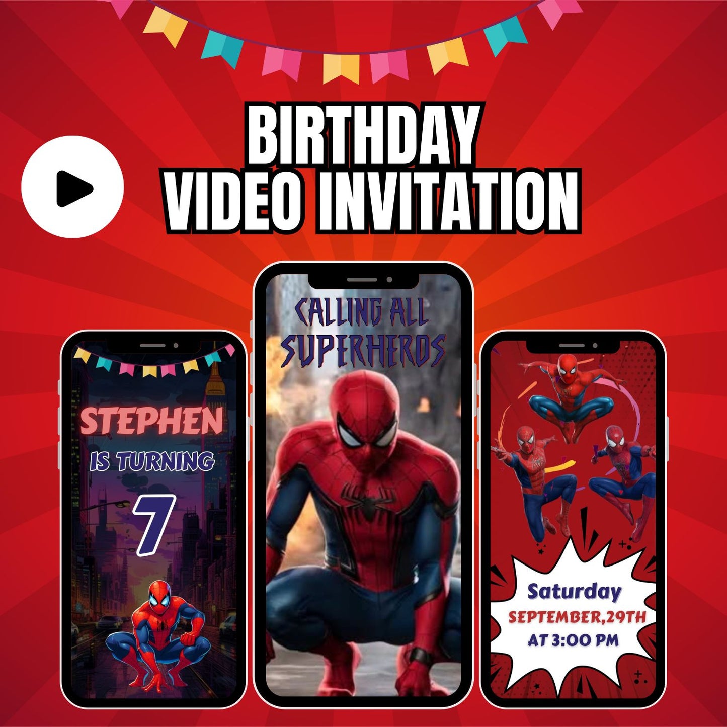 Spiderman Birthday Video Invitation