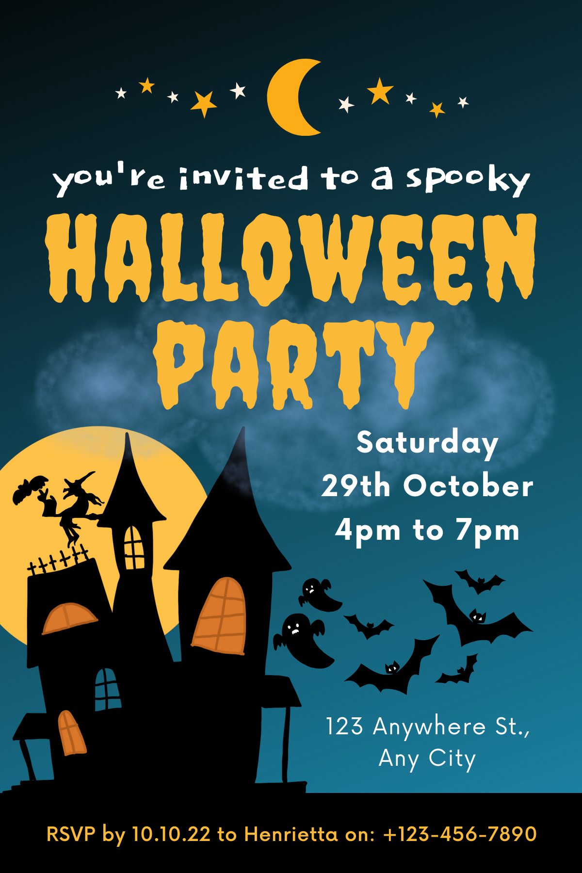 Spooktacular Halloween Birthday Card Invitation - Digital & Customizable Designs