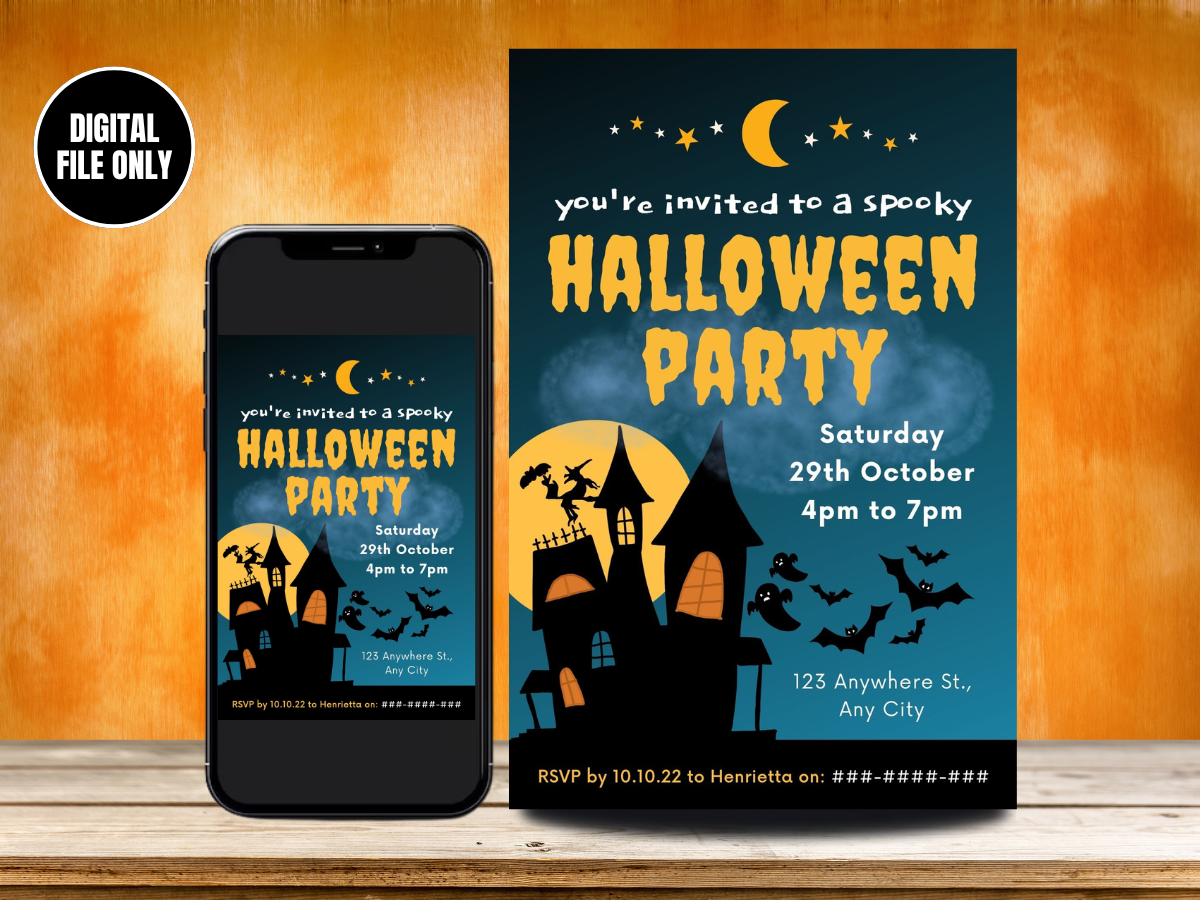 Spooktacular Halloween Birthday Card Invitation - Digital & Customizable Designs
