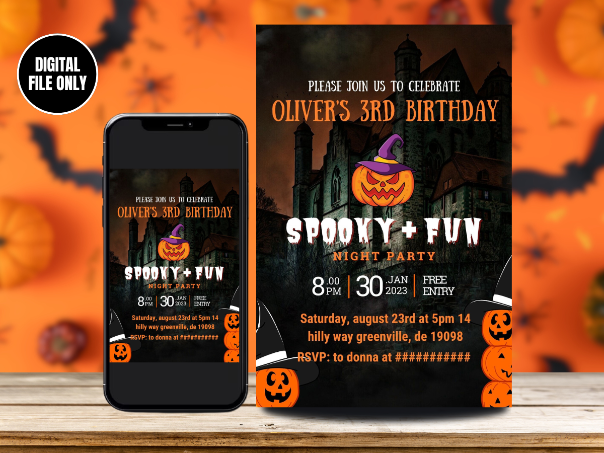 Spooky & Fun Halloween Digital Birthday Invitation | Digital Birthday Card Invite