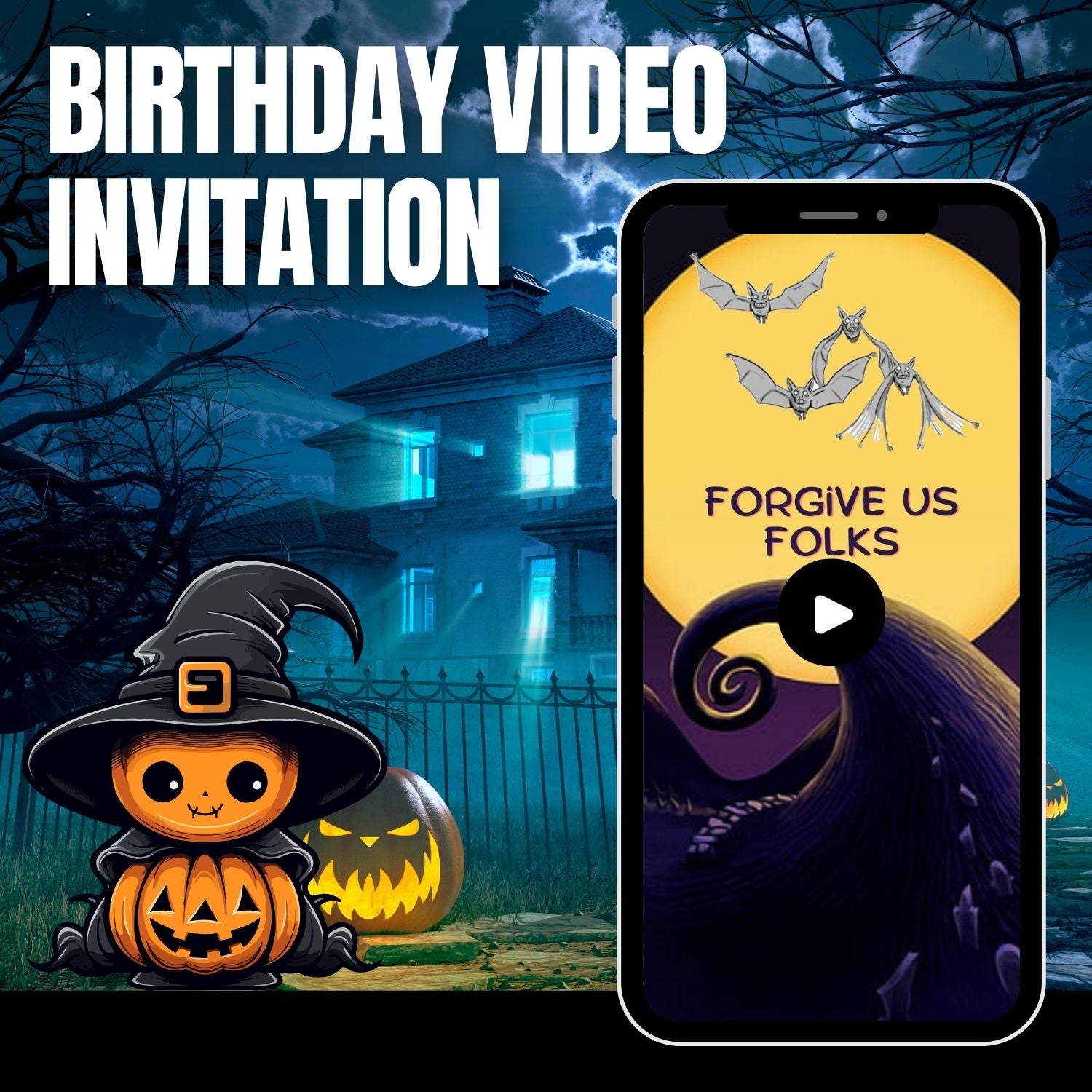 Spooky & Fun Nightmare Before Christmas Birthday Video Invitation
